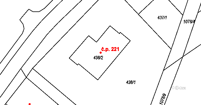 Chudčice 221 na parcele st. 438/2 v KÚ Chudčice, Katastrální mapa