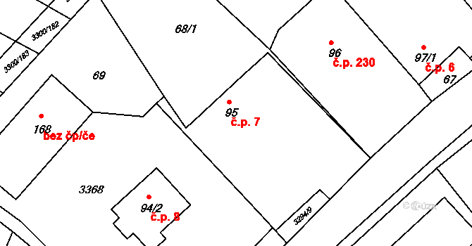 Březník 7 na parcele st. 95 v KÚ Březník, Katastrální mapa