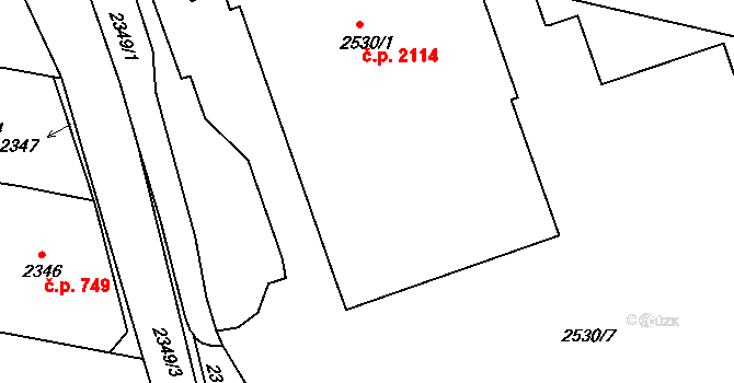 Tachov 2114 na parcele st. 2530/1 v KÚ Tachov, Katastrální mapa