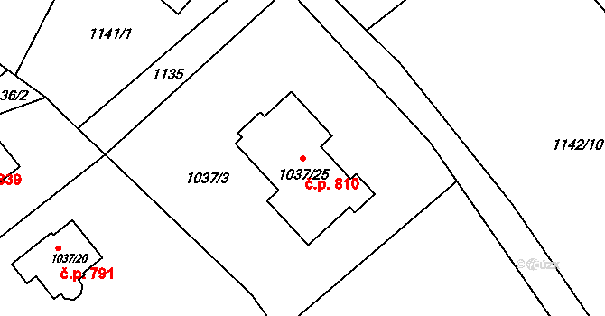 Skřečoň 810, Bohumín na parcele st. 1037/25 v KÚ Skřečoň, Katastrální mapa
