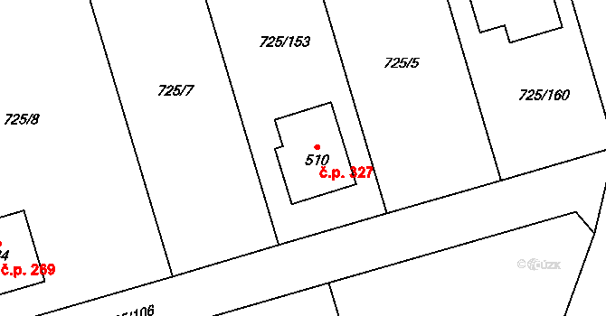 Choltice 327 na parcele st. 510 v KÚ Choltice, Katastrální mapa