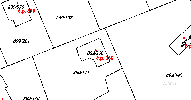 Skorotice 339, Ústí nad Labem na parcele st. 899/368 v KÚ Skorotice u Ústí nad Labem, Katastrální mapa