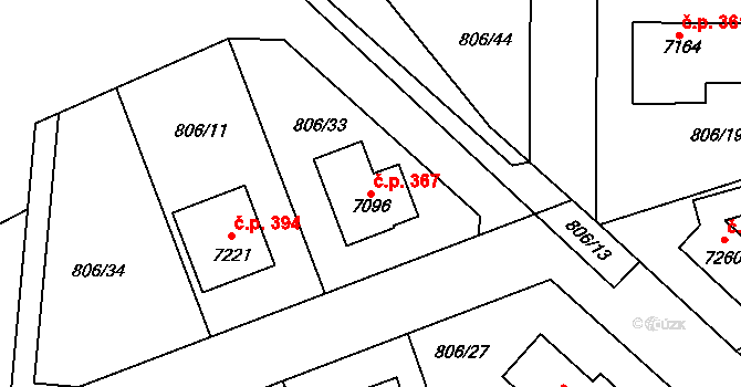 Václavské Předměstí 367, Písek na parcele st. 7096 v KÚ Písek, Katastrální mapa