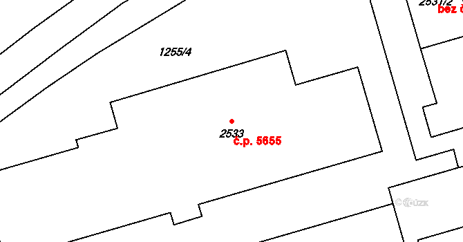 Zlín 5655 na parcele st. 2533 v KÚ Zlín, Katastrální mapa