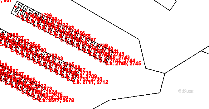 Příluky 2745,2746, Zlín na parcele st. 574/17 v KÚ Příluky u Zlína, Katastrální mapa