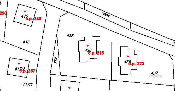 Neveklov 215 na parcele st. 434 v KÚ Neveklov, Katastrální mapa