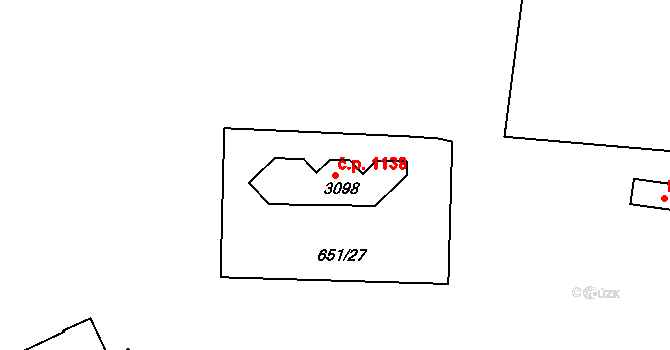 Sezimovo Ústí 1138 na parcele st. 3098 v KÚ Sezimovo Ústí, Katastrální mapa