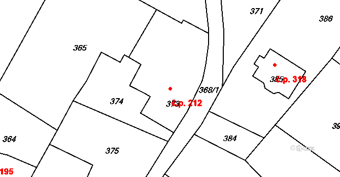 Dolní Chřibská 212, Chřibská na parcele st. 373 v KÚ Dolní Chřibská, Katastrální mapa