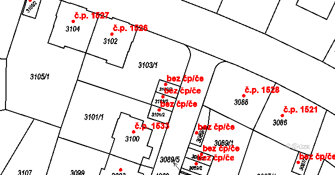 Teplice 39148548 na parcele st. 3103/3 v KÚ Teplice, Katastrální mapa