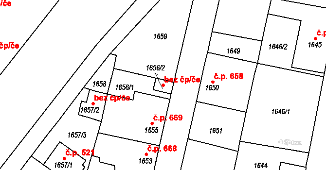 Nýřany 39623548 na parcele st. 1656/2 v KÚ Nýřany, Katastrální mapa