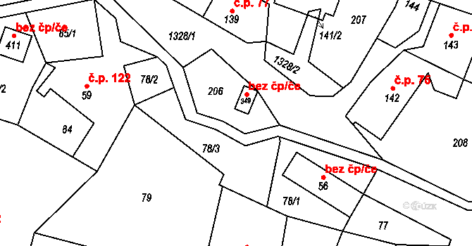Ruda nad Moravou 42440548 na parcele st. 349 v KÚ Hrabenov, Katastrální mapa