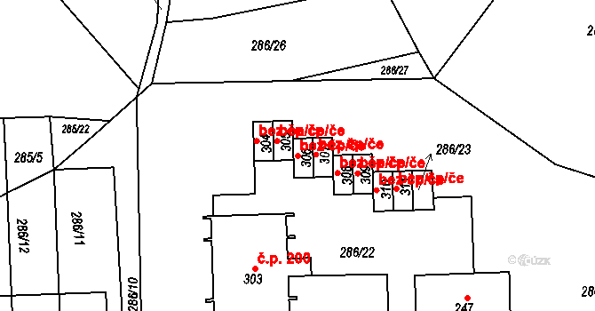 Žďárky 42984548 na parcele st. 306 v KÚ Žďárky, Katastrální mapa