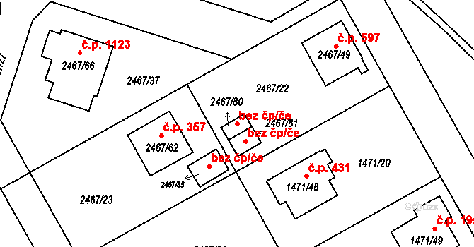 Bohumín 43991548 na parcele st. 2467/80 v KÚ Nový Bohumín, Katastrální mapa