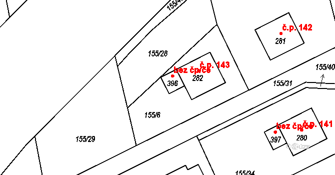Jíloviště 45721548 na parcele st. 396 v KÚ Jíloviště, Katastrální mapa