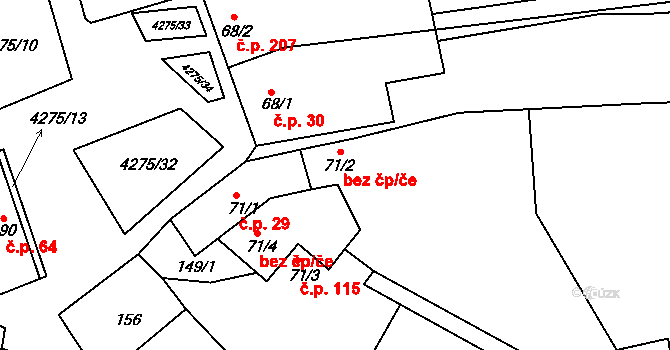 Loukov 47555548 na parcele st. 71/2 v KÚ Loukov u Bystřice pod Hostýnem, Katastrální mapa
