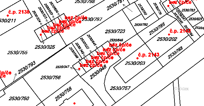 Opava 47914548 na parcele st. 2530/645 v KÚ Opava-Předměstí, Katastrální mapa
