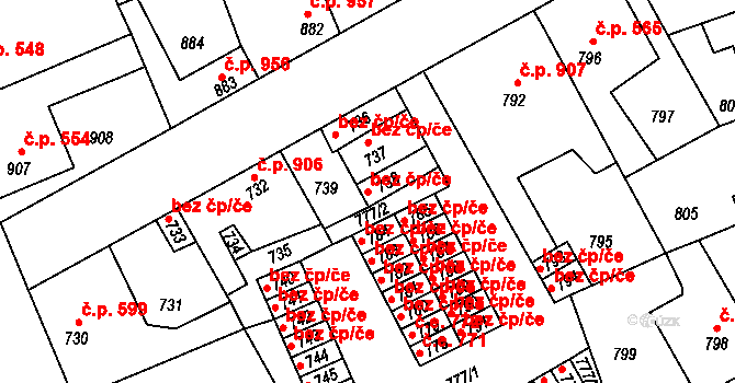 Kladno 48452548 na parcele st. 738 v KÚ Kročehlavy, Katastrální mapa