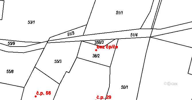 Chotoviny 49013548 na parcele st. 38/2 v KÚ Chotoviny, Katastrální mapa