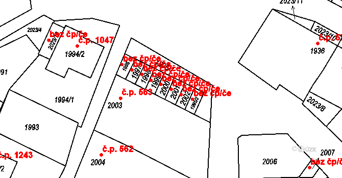 Miroslav 49308548 na parcele st. 2001 v KÚ Miroslav, Katastrální mapa