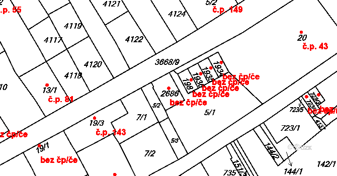 Lanškroun 50100548 na parcele st. 2686 v KÚ Lanškroun, Katastrální mapa