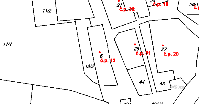 Bor u Chroustovic 13, Rosice na parcele st. 6 v KÚ Bor u Chroustovic, Katastrální mapa
