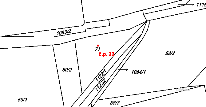 Kvasetice 33, Plánice na parcele st. 71 v KÚ Kvasetice, Katastrální mapa