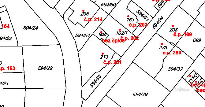 Běloves 201, Náchod na parcele st. 213 v KÚ Běloves, Katastrální mapa