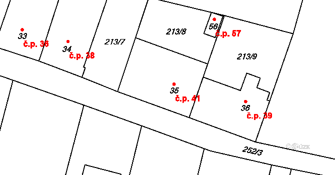 Karolín 41, Rájec-Jestřebí na parcele st. 35 v KÚ Karolín, Katastrální mapa