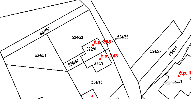 Bedřichov 358 na parcele st. 329/4 v KÚ Bedřichov u Jablonce nad Nisou, Katastrální mapa