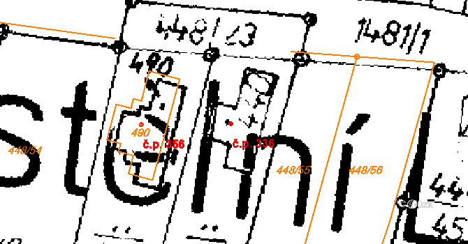 Kostelní Lhota 336 na parcele st. 440 v KÚ Kostelní Lhota, Katastrální mapa