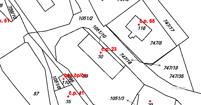 Onšovice 23, Čkyně na parcele st. 30 v KÚ Onšovice u Čkyně, Katastrální mapa