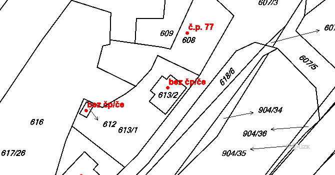 Osek 82159548 na parcele st. 613/2 v KÚ Osek u Hořovic, Katastrální mapa