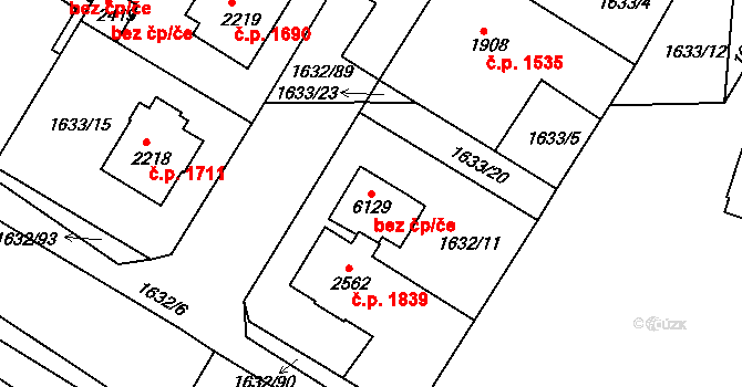 Rakovník 88588548 na parcele st. 6129 v KÚ Rakovník, Katastrální mapa