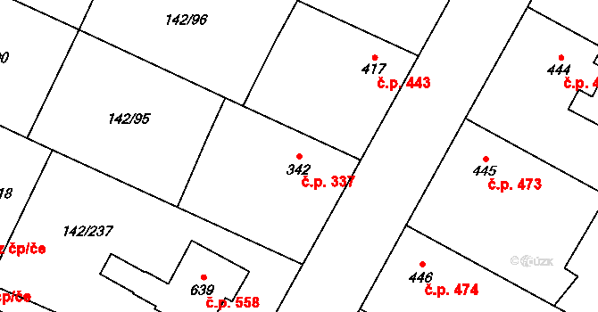 Chotěšov 337 na parcele st. 342 v KÚ Chotěšov, Katastrální mapa
