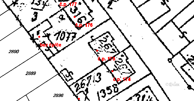 Prosiměřice 175 na parcele st. 267/2 v KÚ Prosiměřice, Katastrální mapa