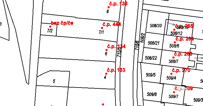 Suchohrdly 134 na parcele st. 6 v KÚ Suchohrdly u Znojma, Katastrální mapa