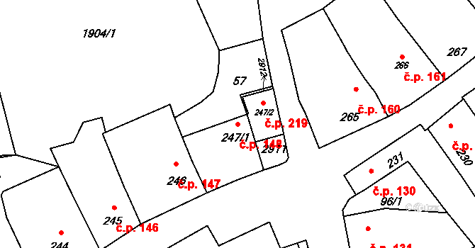 Hranice IV-Drahotuše 148, Hranice na parcele st. 247/1 v KÚ Drahotuše, Katastrální mapa
