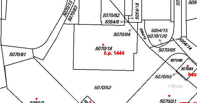 Jihlava 1444 na parcele st. 5070/18 v KÚ Jihlava, Katastrální mapa