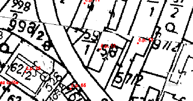 Vanovice 12, Všejany na parcele st. 58 v KÚ Všejany, Katastrální mapa