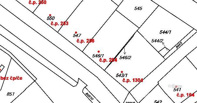 Svatobořice 284, Svatobořice-Mistřín na parcele st. 546/1 v KÚ Svatobořice, Katastrální mapa
