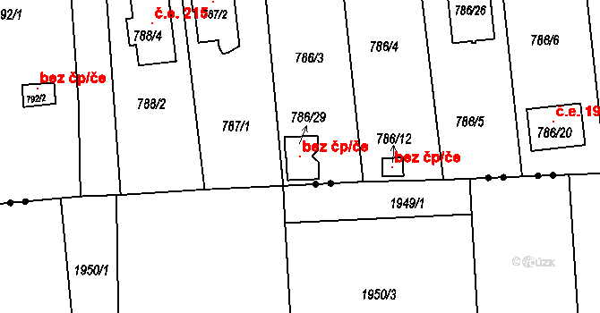 Plzeň 148449549 na parcele st. 786/29 v KÚ Křimice, Katastrální mapa