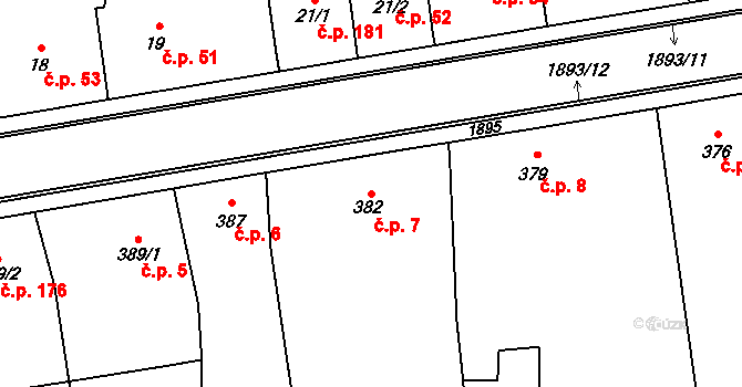 Daskabát 7 na parcele st. 382 v KÚ Daskabát, Katastrální mapa