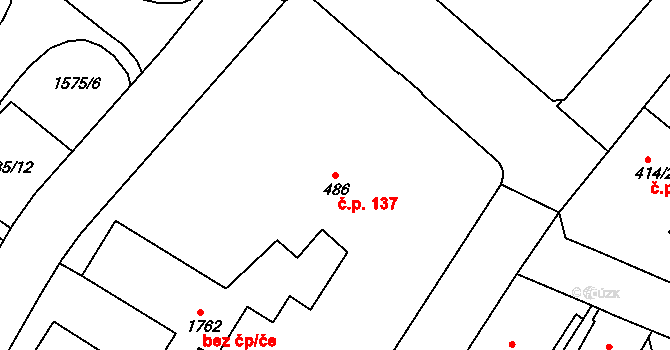Prachatice II 137, Prachatice na parcele st. 486 v KÚ Prachatice, Katastrální mapa