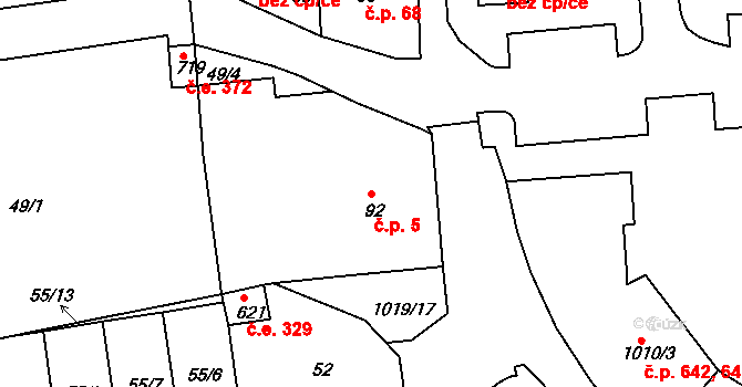 Bohosudov 5, Krupka na parcele st. 92 v KÚ Bohosudov, Katastrální mapa