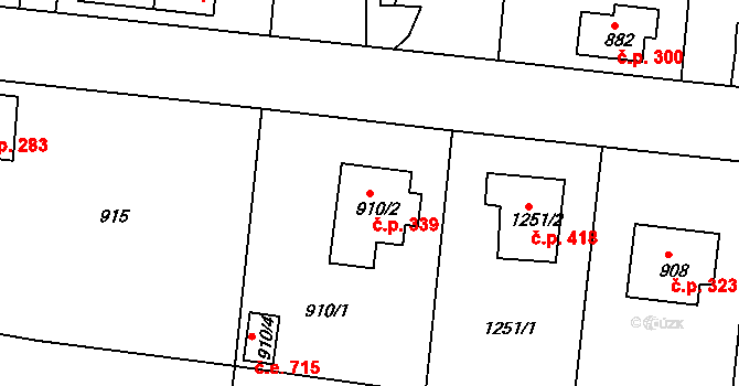 Děčín XXXII-Boletice nad Labem 339, Děčín na parcele st. 910/2 v KÚ Boletice nad Labem, Katastrální mapa
