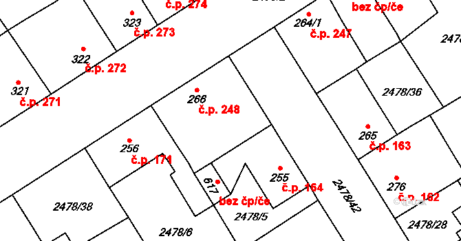 Horní Cerekev 248 na parcele st. 266 v KÚ Horní Cerekev, Katastrální mapa