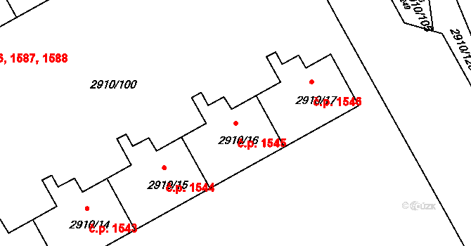 Nusle 1545, Praha na parcele st. 2910/16 v KÚ Nusle, Katastrální mapa