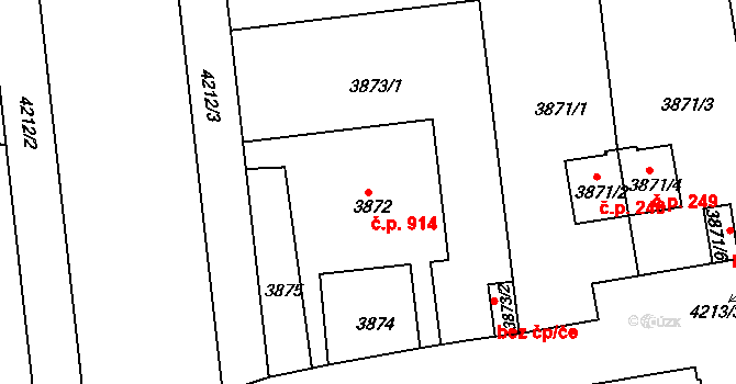 Dejvice 914, Praha na parcele st. 3872 v KÚ Dejvice, Katastrální mapa