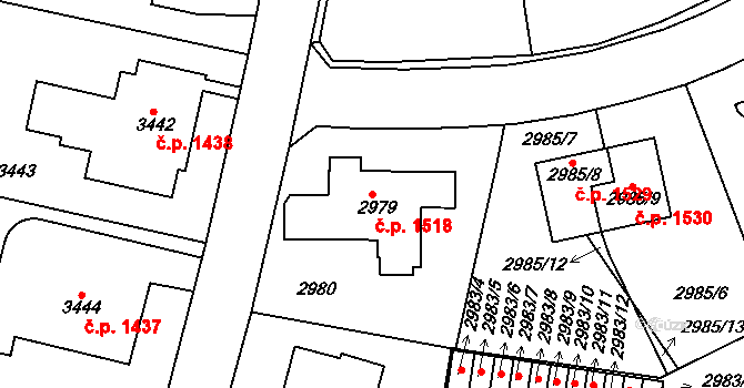 Dejvice 1518, Praha na parcele st. 2979 v KÚ Dejvice, Katastrální mapa
