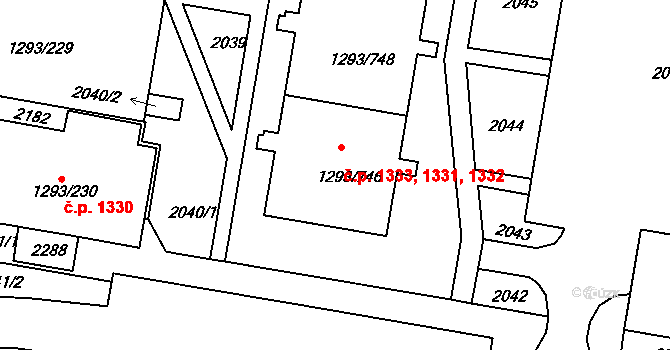 Řepy 1331,1332,1333, Praha na parcele st. 1293/746 v KÚ Řepy, Katastrální mapa